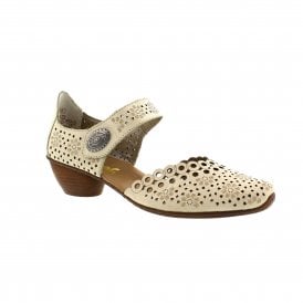 Rieker 43753-60 Beige Leather Mary Jane Bar Shoes