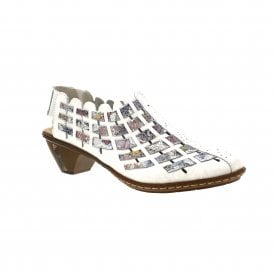 Rieker 46778-80 White Leather Womens Sandals