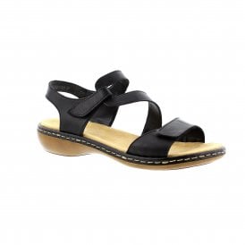 Rieker 659c7-00 Black Leather Sandals