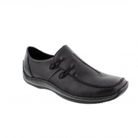 Rieker L1751-00 Womens Black Leather Slip On Shoes